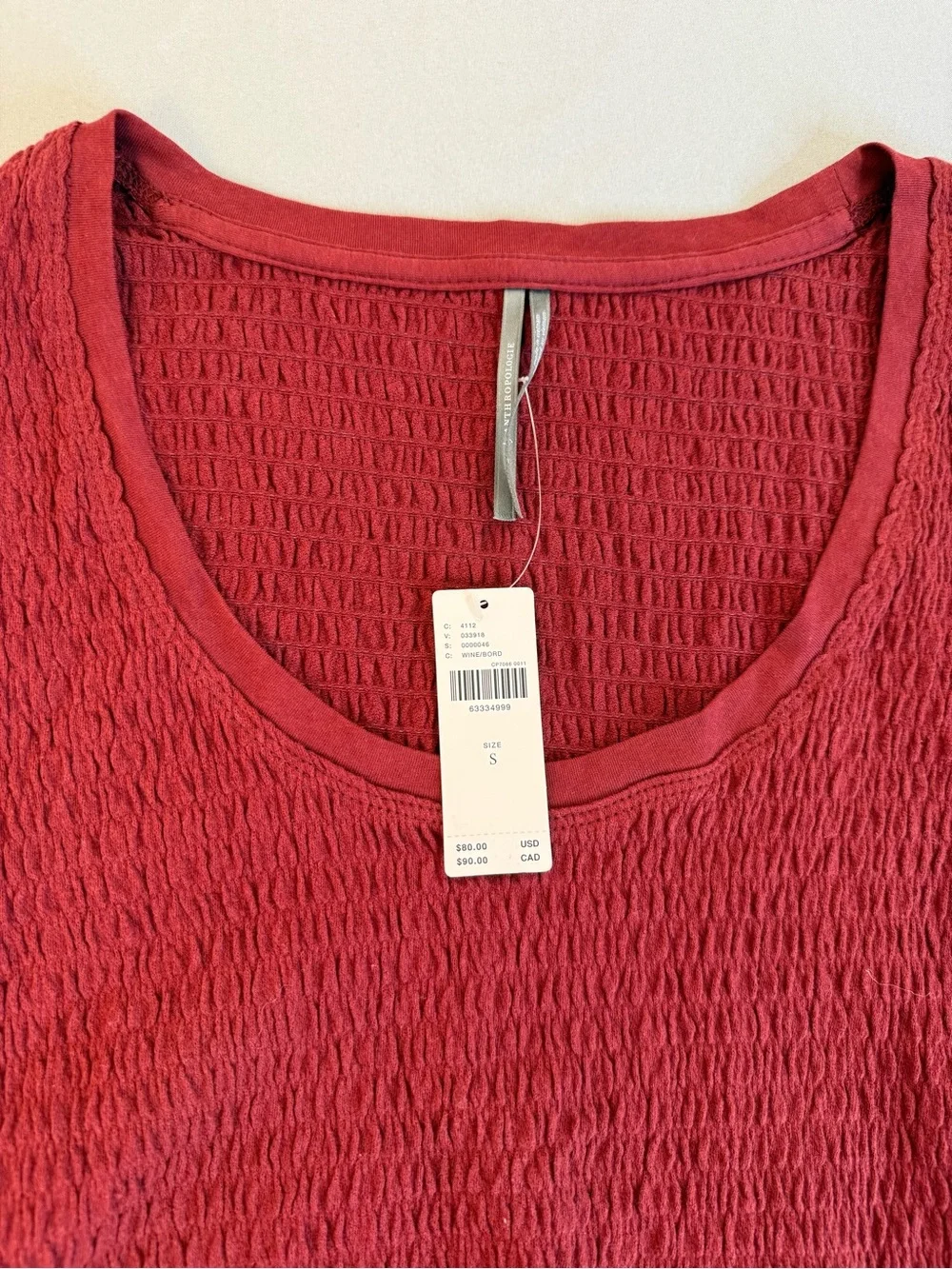 Anthropologie Maroon Bell-Sleeve Scoop Neck Top